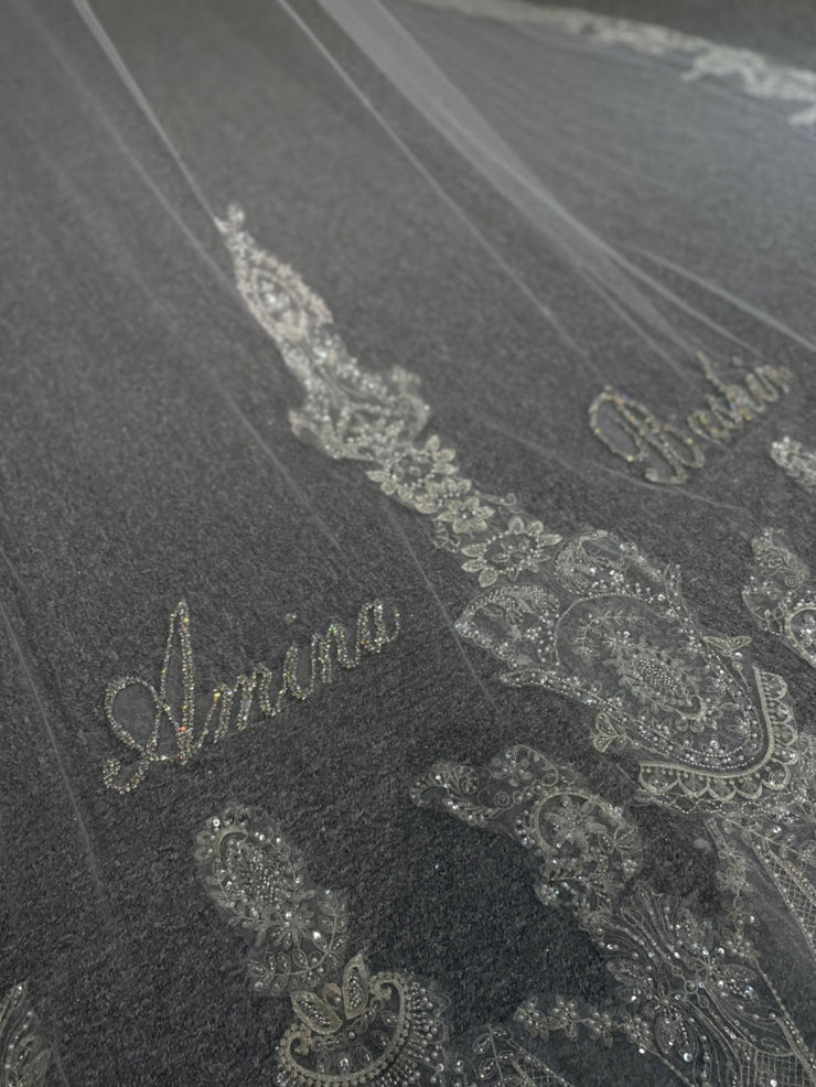 VEIL--CUSTOMIZE LUXURY DIAMONDS HAND BEADS NAME
