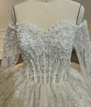 BYG24-19 LUXURY STRAPLESS HEAVY BEADING  BALL GOWN WEDDING DRESS