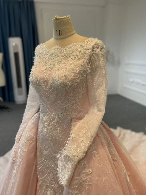 BYG24-30 SATIN FISHTAILL WEDDING DRESS(DETACHABLE TRAIN)