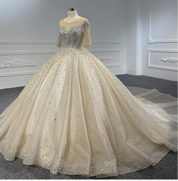 BYG24-33 HEAVY THREE D DIAMOND SHINY BALL GOWN WEDDING DRESS