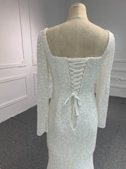 BYG# 703 Long sleeve square neck slim fit Mermaid wedding dress