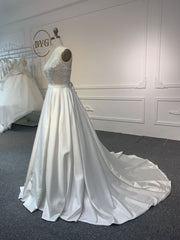 BYG#Y2317 HOT SALING LACE BEADING AND PREMIUM SATIN A-LINE WEDDING DRESS