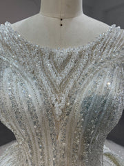 BYG#Z318 Short sleeves, round neck, luxurious beading Ball gown wedding dress