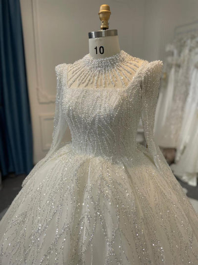 BYG24-26 PEARL BEADED BALL GOWN WEDDING DRESS