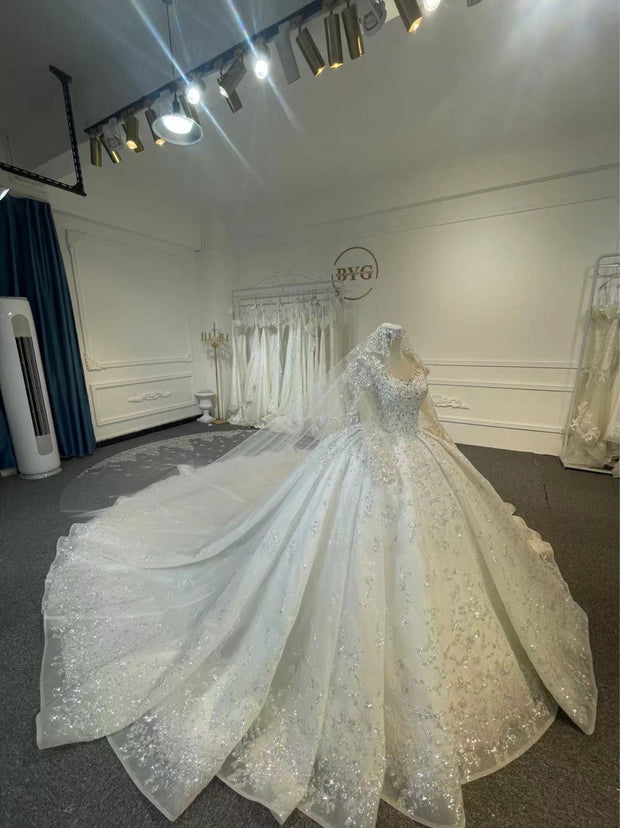 BYG24-28 CLASSIC ALL-OVER BEADED WEDDING DRESS