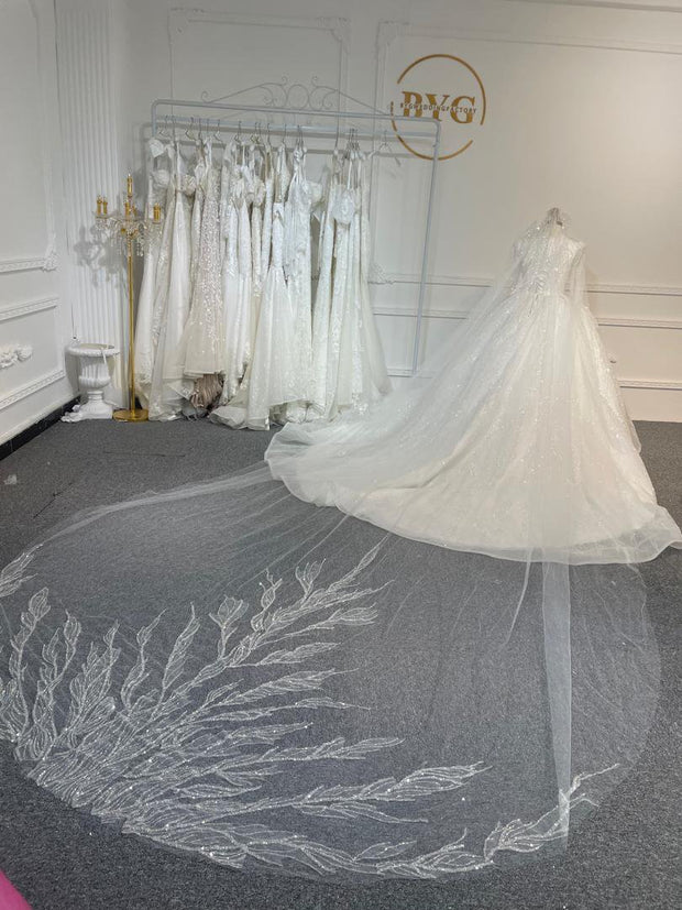 BYG24-26 PEARL BEADED BALL GOWN WEDDING DRESS
