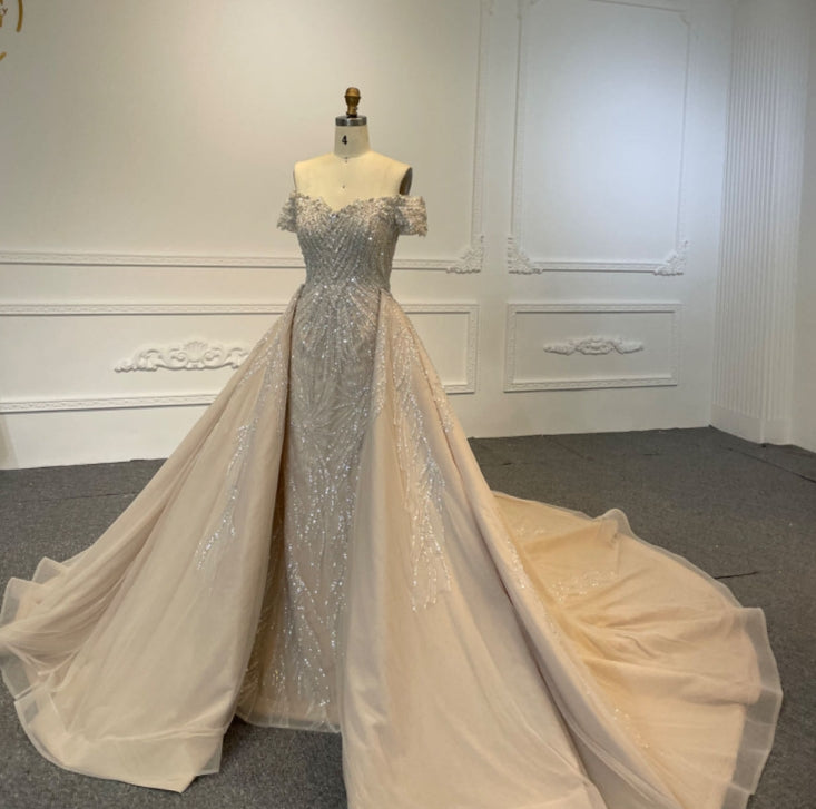 diamond wedding dress mermaid Luxury Long Mermaid Sweetheart Strapless Ruffles Beaded Crystal Weddin