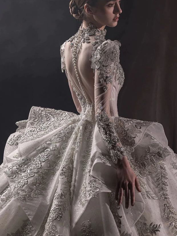 DIVINE 10 ORNATE 3D RUCHED COREST BODICE BALL GOWN