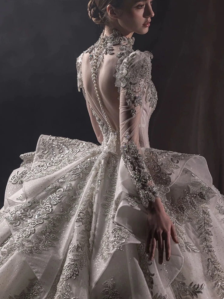DIVINE 10 ORNATE 3D RUCHED COREST BODICE BALL GOWN