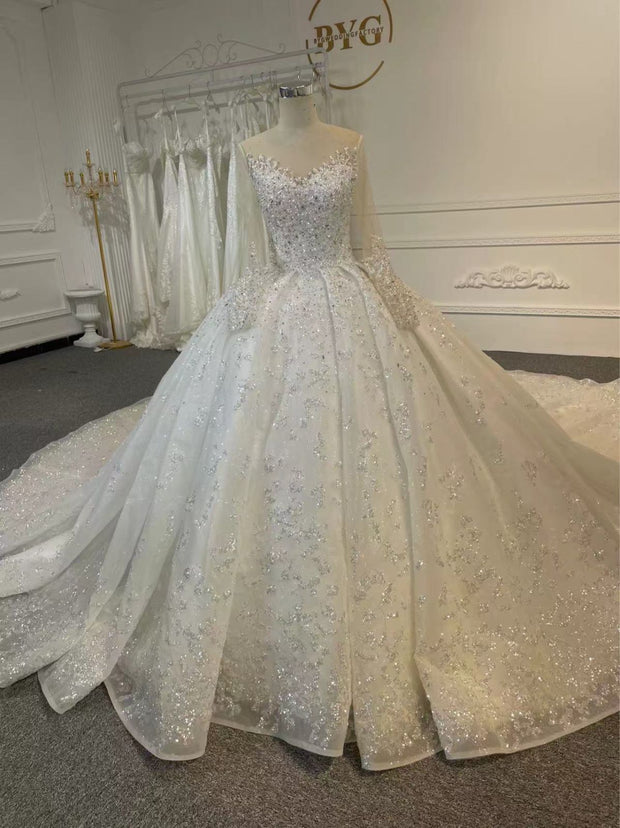 BYG24-28 CLASSIC ALL-OVER BEADED WEDDING DRESS