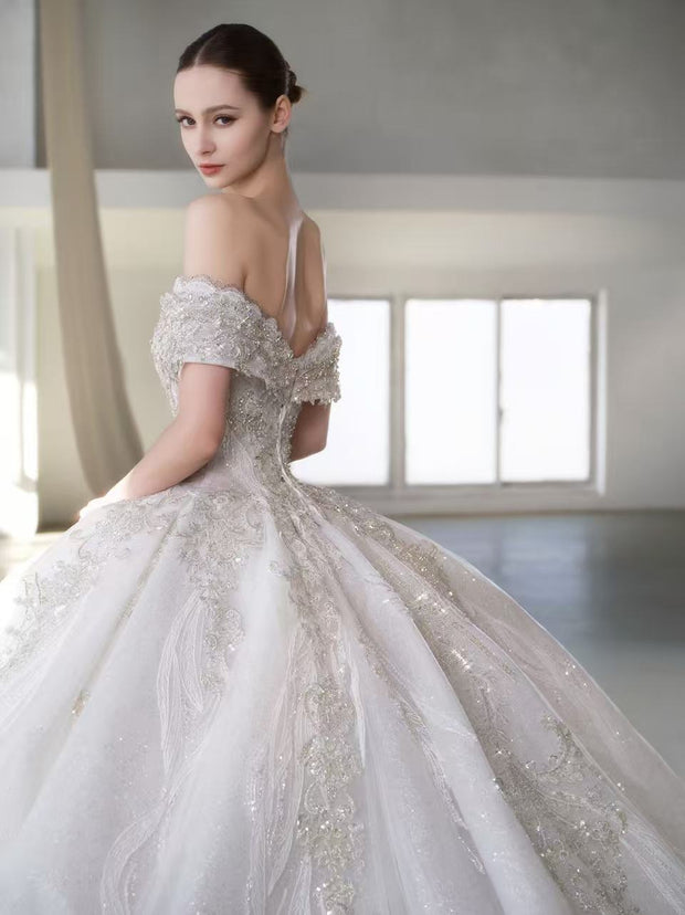 X25-80 STRAPLESS WEDDING DRESS WITH SCATTERED DIAMONDS  LIKE STARS IN THE GALAXY