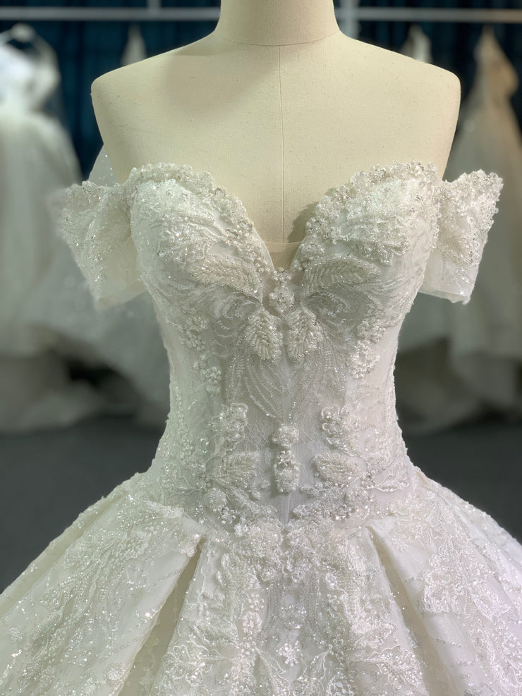 BYG #29755 full lace off the shoulder wedding dress