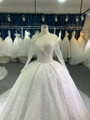 BYG #29775 reflective long sleeves wedding dress