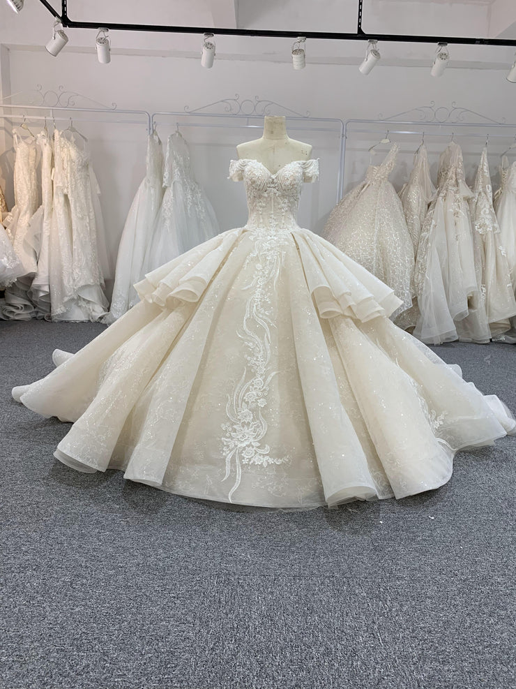Custom Dubai Overskirt Wedding Dress: Modest Puffy Ball Gown Wedding  Gresses With Bling Sequins And High Neck From Dresstop, $238.53 | DHgate.Com