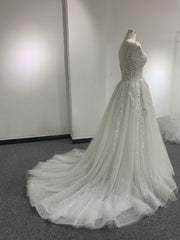 BYG V-neck A-line lace wedding dress for bride