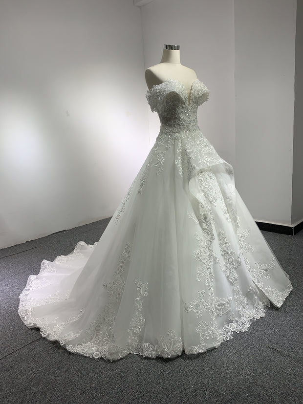 BYG fashion design off the shoulder wedding dress lace up Ball gown wedding dress BYG Wedding Factory 