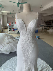 BYG 2020 summer style spaghetti strap mermaid bridal dress