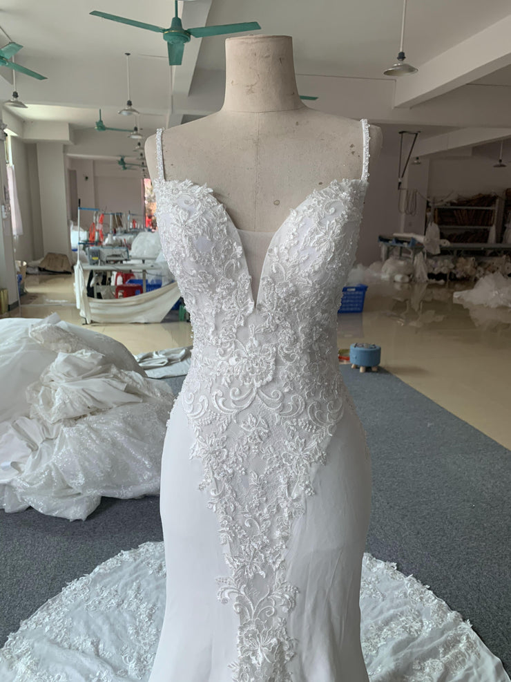 BYG 2020 summer style spaghetti strap mermaid bridal dress