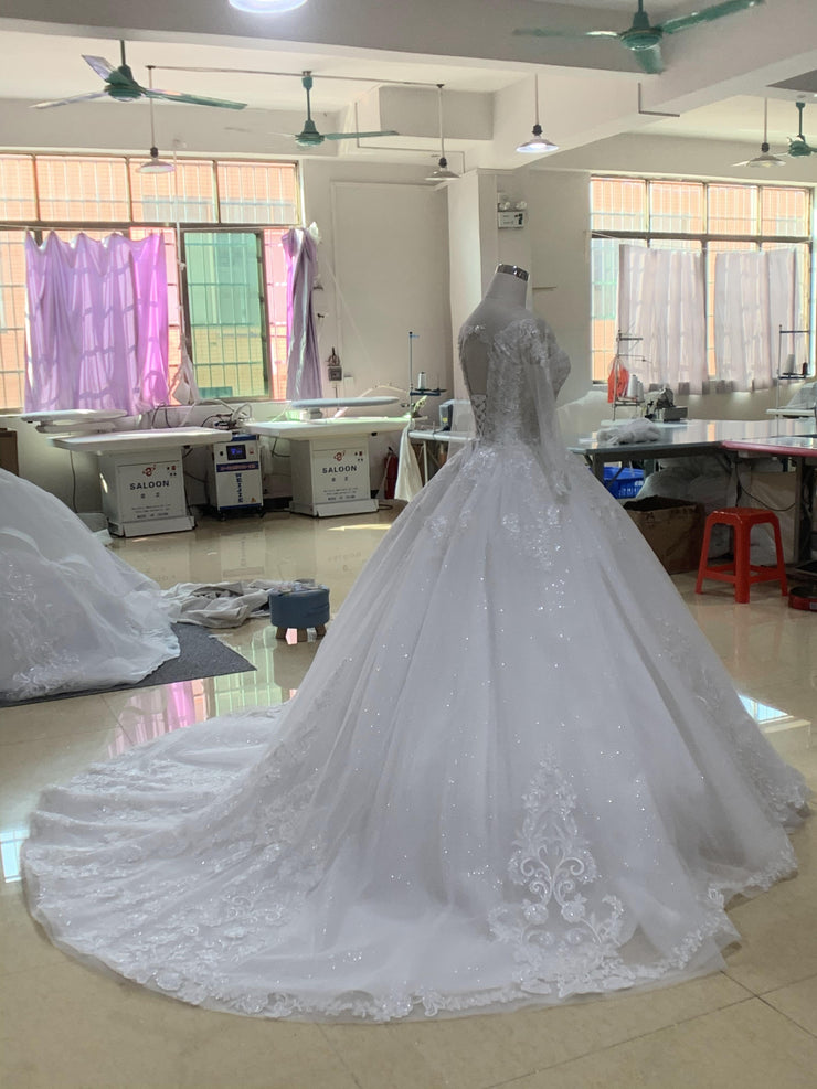 BYG luxury sweetheart long sleeves wedding dress lace up Ball gown wedding dress BYG Wedding Factory 