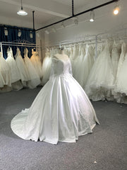 C-001#Ivory Taffeta Off-shoulder Applique Wedding dress