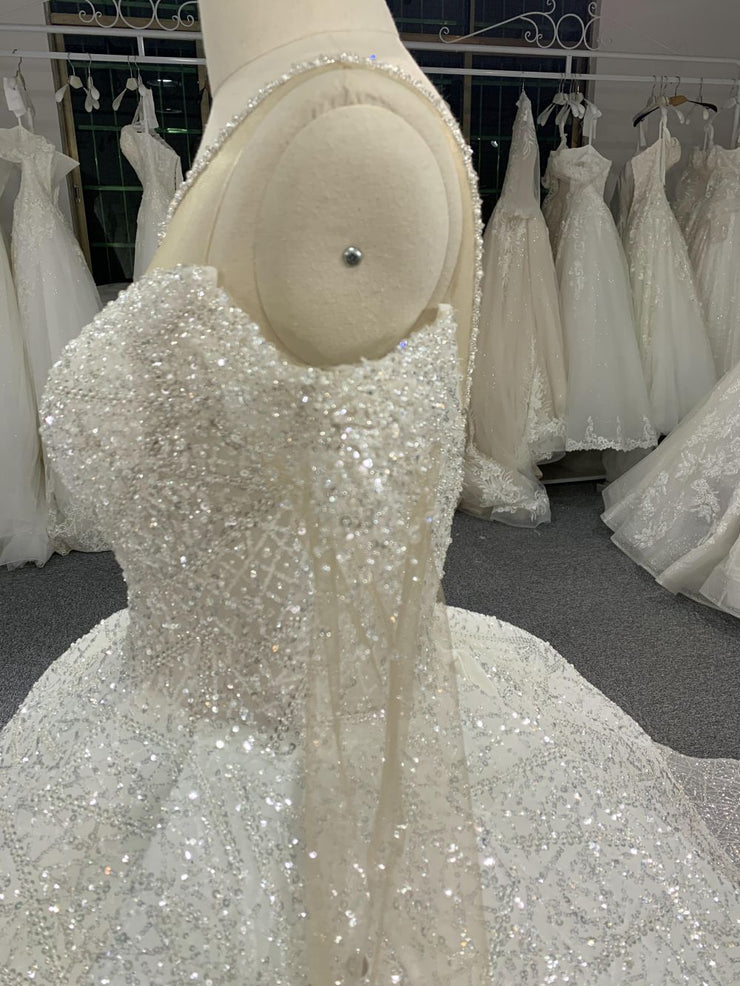 B203#Luxurious And Sexy Shoulder Bead Grown Wedding Dress