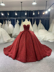 B204#Red Trailing Long Slveeves Full Beads Wedding Grown Dress
