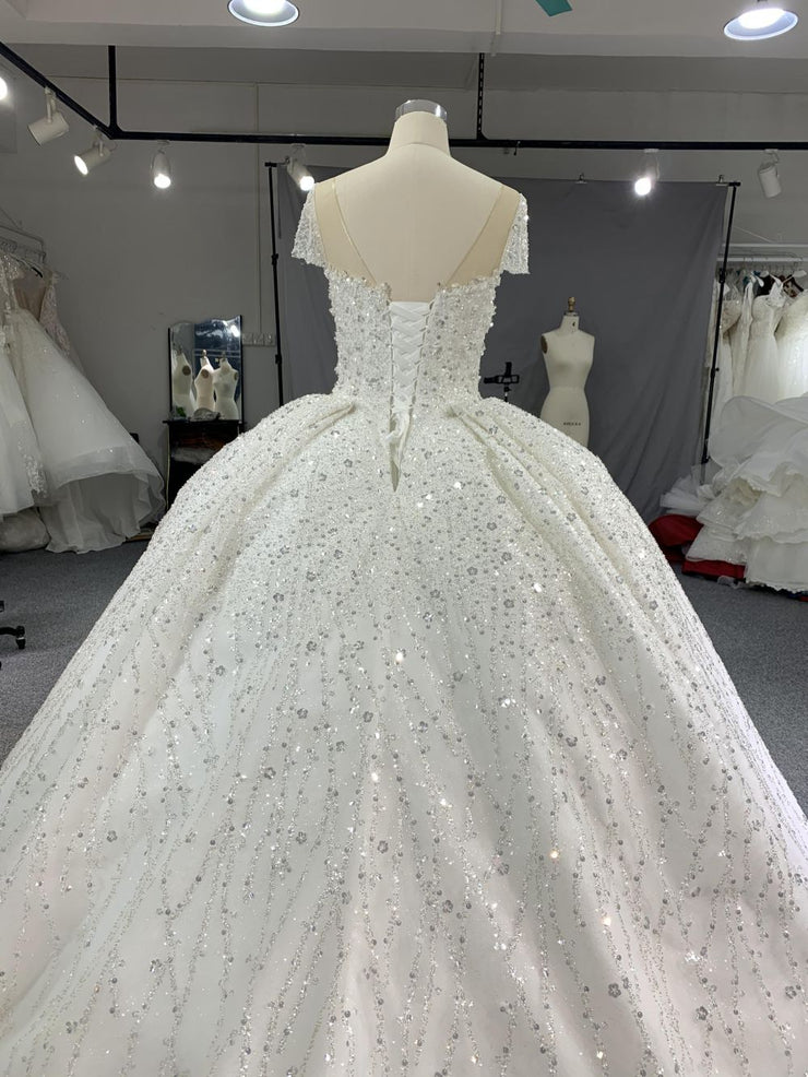B219# Customized Square Lace Wedding Dresses Princess Ball Gown