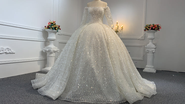 B231- BYG Squeins Beading Lace Wedding Ball Gown