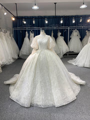 #702 Cathedral Train Long Sleeve Wedding Grown Ball Dress