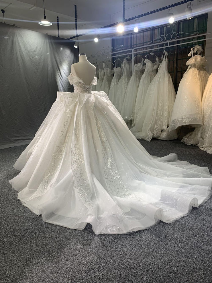 R2023 # Armhole Sleeved Spired Beads Lace multi -Large Wedding Dress