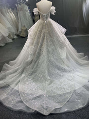 #R2024 Sweetheart Bridal Ball Wedding Dress With Sequin White Lace Applique