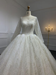 29762# Shiny Lace Bridal Outfit with Cathedral Train