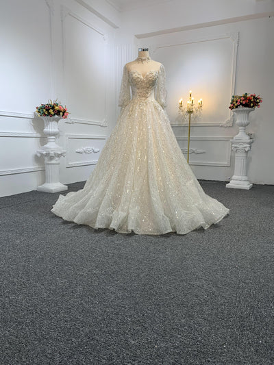 Z003-Sweetheart Neckline A-line Wedding Gown With Removable Sleeves
