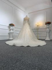 Z003-Sweetheart Neckline A-line Wedding Gown With Removable Sleeves