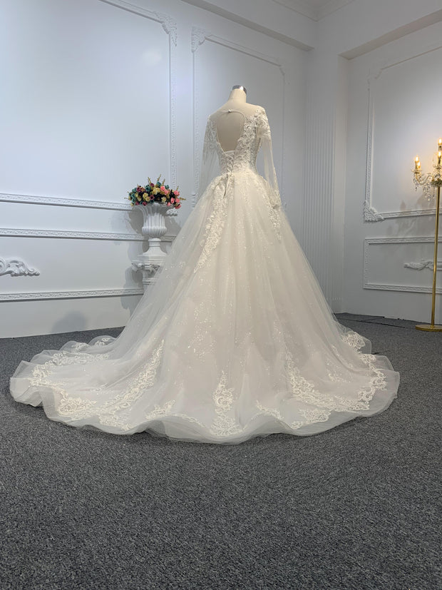 29801-BYG OFF-WHITE SIMPLE LACE A-LINE WEDDING DRESS