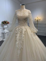 29601-The Champagne Embroidered A-line Wedding Gown