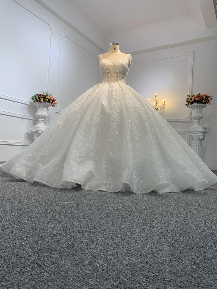 B209# Princess wedding dress in beading with sweetheart neckline and open back