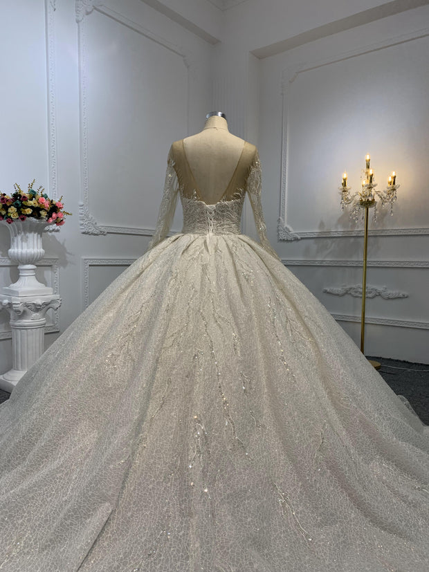 #29784- The Luxury Heavy Beading Ball Gown With Long Train