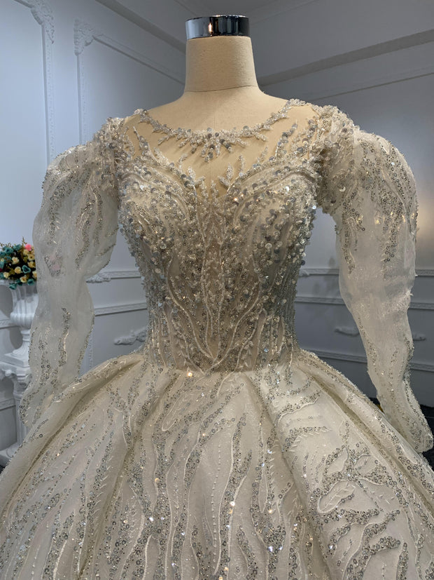 Z002-The Luxury Beading Ball Gown With Removable Sleeve