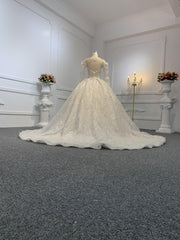 Z002-The Luxury Beading Ball Gown With Removable Sleeve
