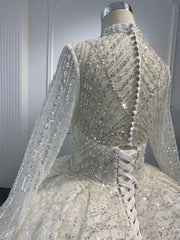 Z033- Super luxury ball gown with Long tail and sleeves