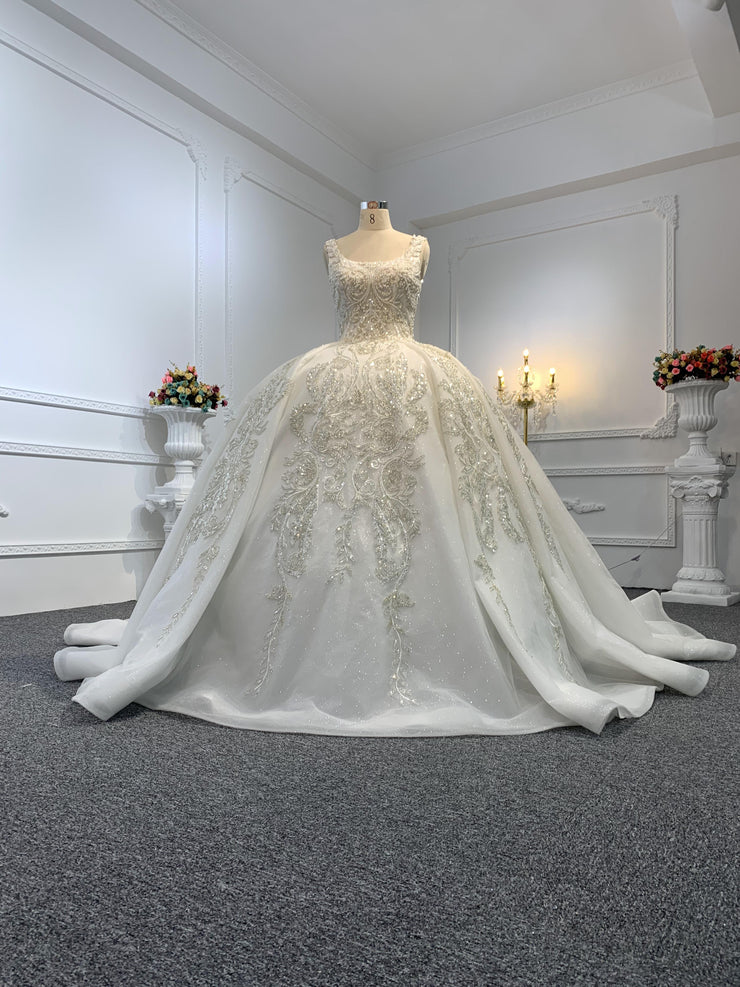 B232- BYG Luxury Beading Lace Thick lining Ball Gown