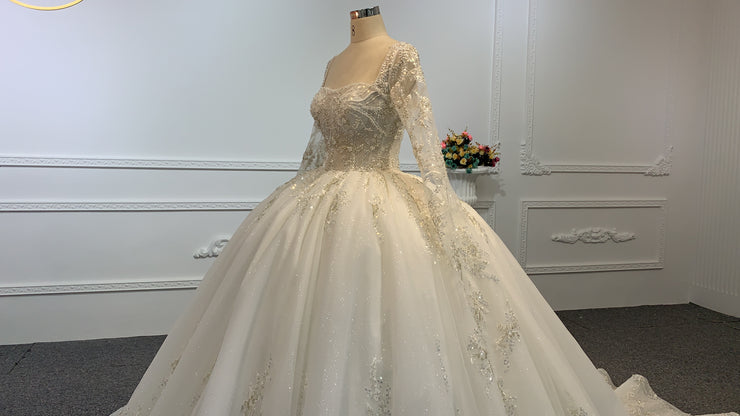 B235- BYG Sweetheart Neckline Sequins Beading Wedding Gown