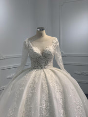 #0801 The Upper Body Beaded Luxury Long Sleeves Wedding Dress