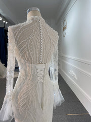 Z046- BYG luxury beading long sleeves mermaid wedding dress