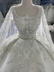 Z060- BYG ivory thick beading lace sweetheart neckline With gorgeous Shawl