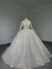 Z068  BYG Shimmering Luxury Ballgown With High Neck and Cuff Details