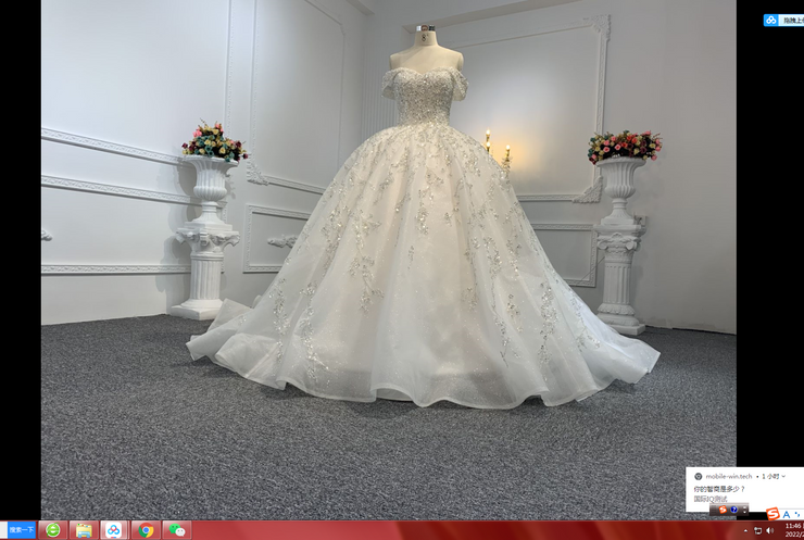 B239- BYG Off-shoulder heavy pearl and flower shape sequins beading ball gown