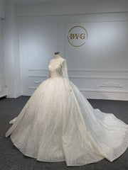 PD002- BYG SWEETHEART NECKLINE BALL GOWN WITH LONG SLEEVES