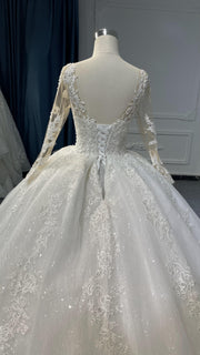 #0801 The Upper Body Beaded Luxury Long Sleeves Wedding Dress